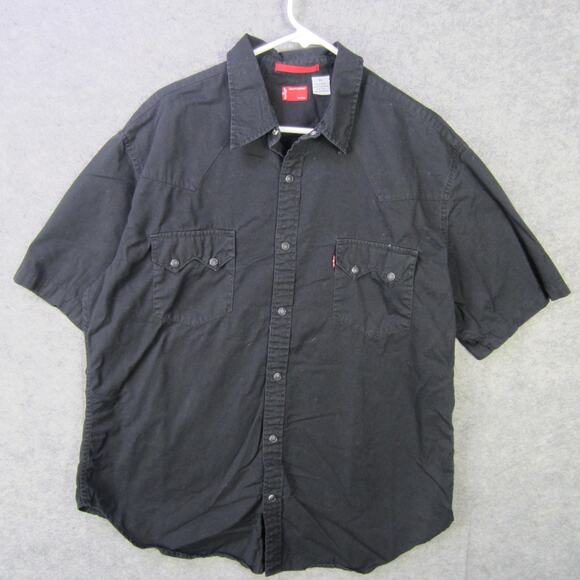 Levis Shirt Mens Extra Large Black Western Pearl Snap Short Sleeve Casual XL - Picture 1 of 8